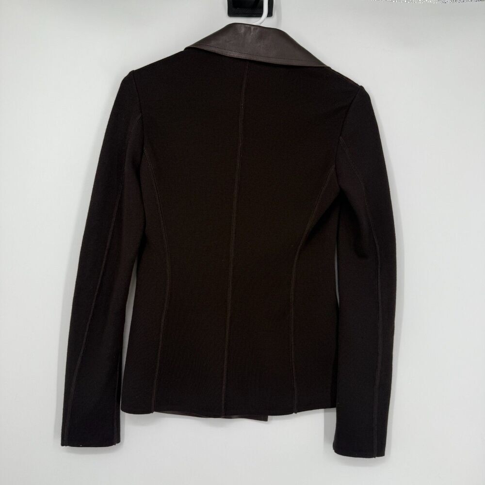 MAX MARA Double Breasted Blazer Suede Goatskin Leather Chocolate Brown Size 4 - Picture 5 of 13